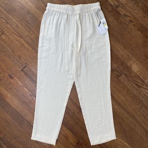 1 State Drawstring Pants Women’s Size Medium Ivory Heather Cozy Knit Ankle Crop